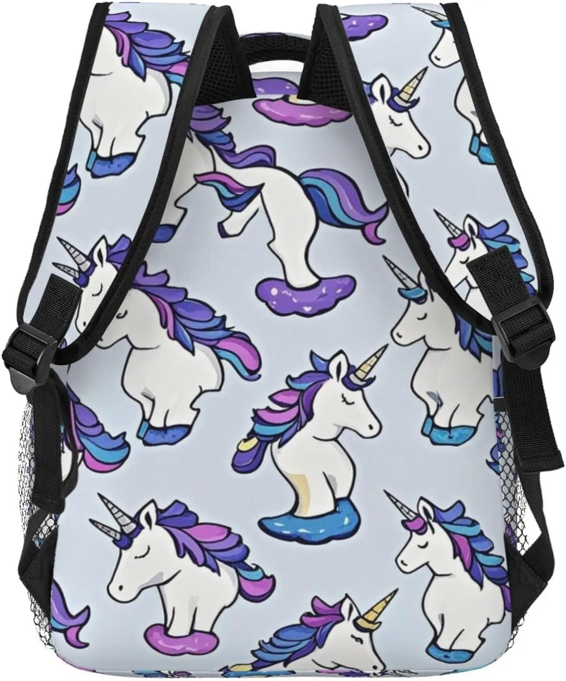 Men Women Polyester Neon Unicorn Art Daypack Big Capacity Shoulder Bag With Smooth Zippers for Hiking Work Walking Cycling