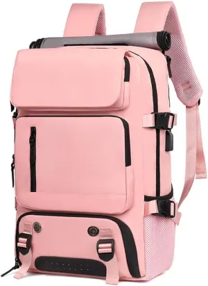 Men's and Women's Large Capacity Travel Backpack Multi functional Portable Luggage Bag Business Travel Laptop Bag,Pink