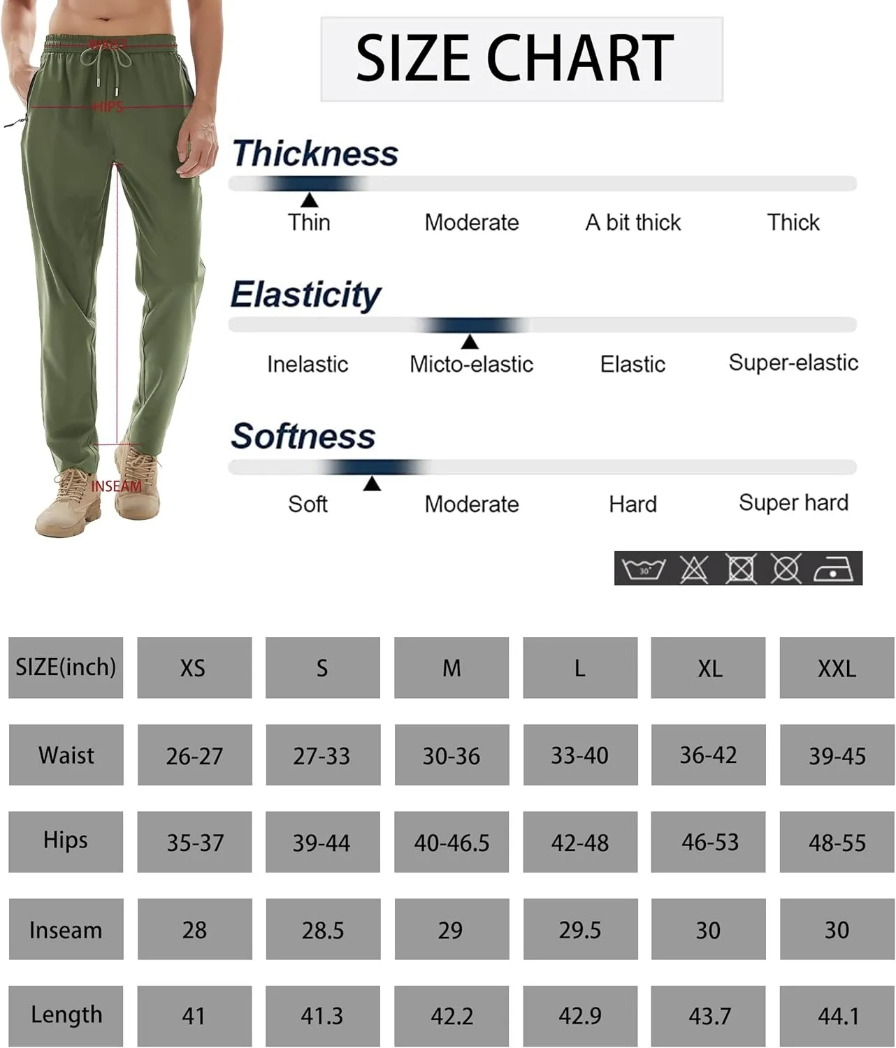 Men's Athletic Hiking Pants Lightweight Quick Dry Travel Fishing Joggers Running Workout Active Track Pants