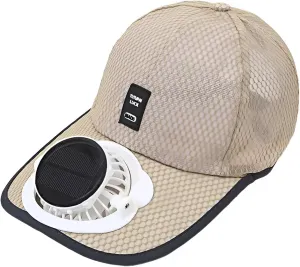Mens Baseball Cap with Solar Fan – UV Protection Wide Brim Mesh Cap, Solar & USB Powered for Outdoor, Heat Relief