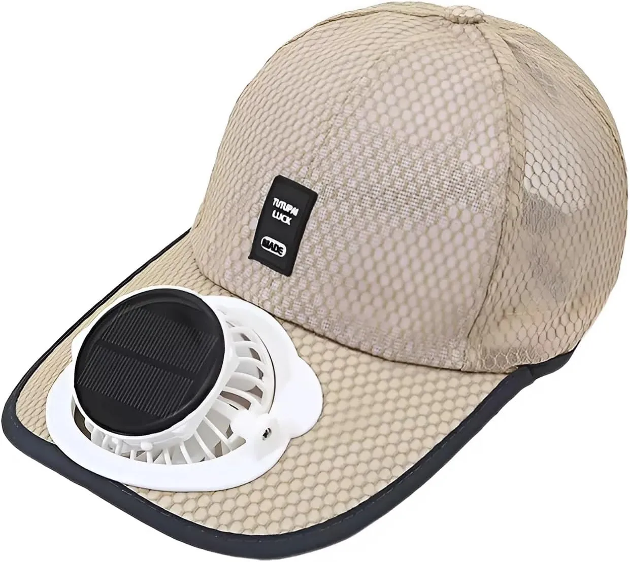 Mens Baseball Cap with Solar Fan – UV Protection Wide Brim Mesh Cap, Solar & USB Powered for Outdoor, Heat Relief