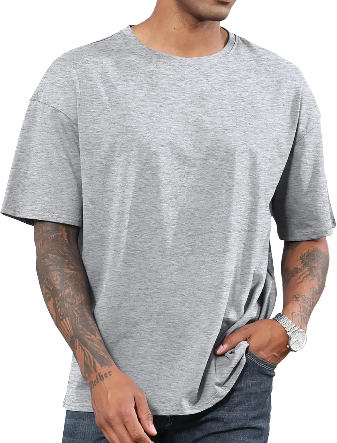 Men's Fashion Oversized Tshirts Workout Short Sleeve T-Shirt Dry Fit Lightweight Crewneck Tee Tops