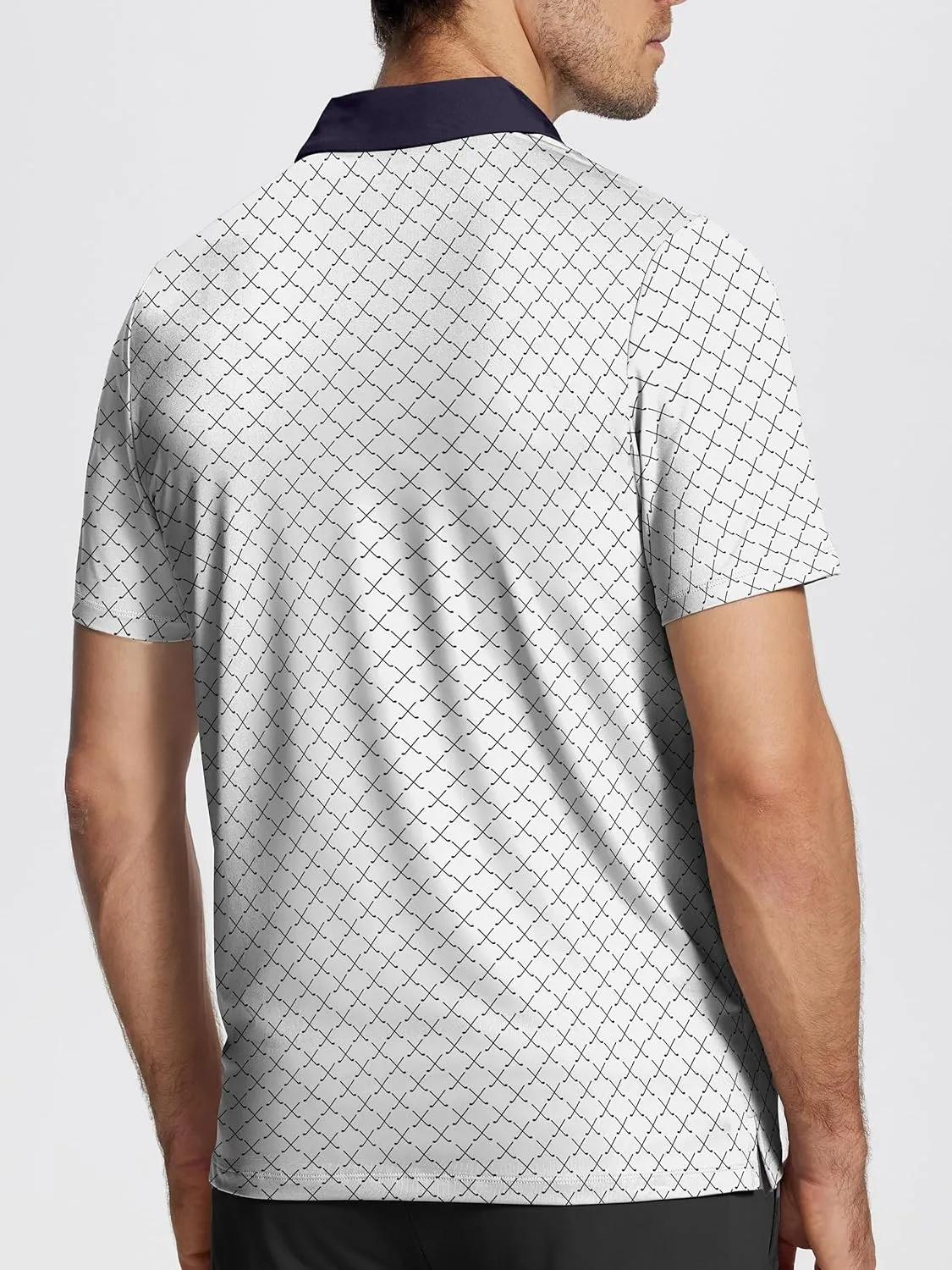 Mens Golf Shirt Short Sleeve Funny Print Golf Polo Shirts for Men Lightweight Dry Fit Quick Dry Collared Golf Polos