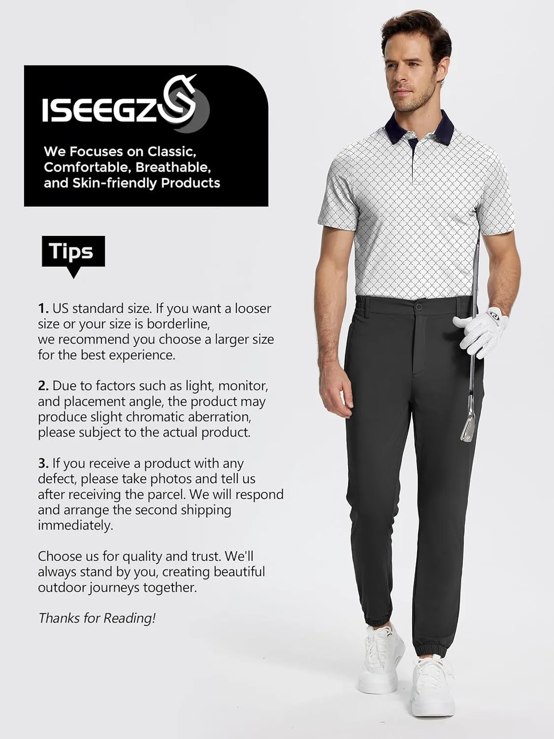 Mens Golf Shirt Short Sleeve Funny Print Golf Polo Shirts for Men Lightweight Dry Fit Quick Dry Collared Golf Polos