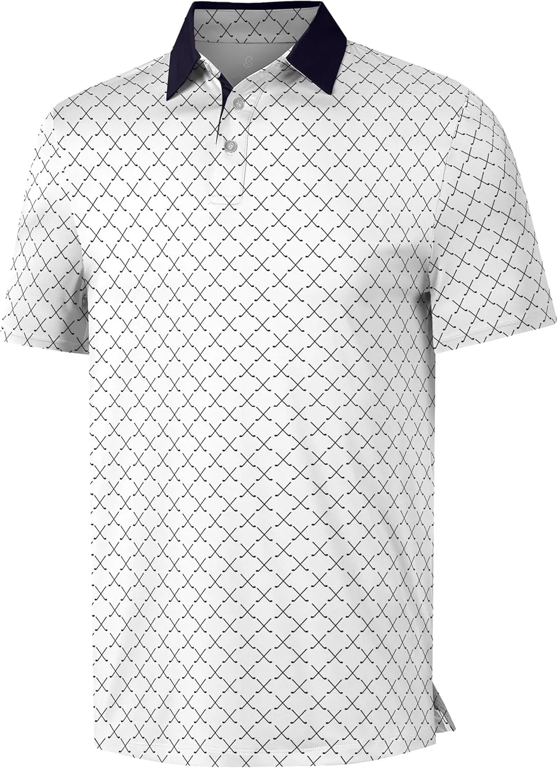 Mens Golf Shirt Short Sleeve Funny Print Golf Polo Shirts for Men Lightweight Dry Fit Quick Dry Collared Golf Polos