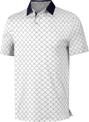 Mens Golf Shirt Short Sleeve Funny Print Golf Polo Shirts for Men Lightweight Dry Fit Quick Dry Collared Golf Polos