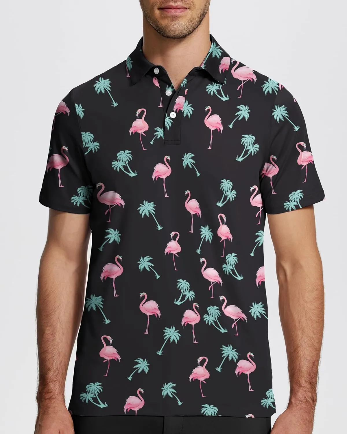 Mens Golf Shirt Short Sleeve Funny Print Golf Polo Shirts for Men Lightweight Dry Fit Quick Dry Collared Golf Polos