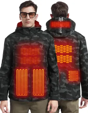 Men's Heated Jacket with Detachable Hood, Waterproof Winter Outdoor Heating Jackets for Men (Battery Pack Included)