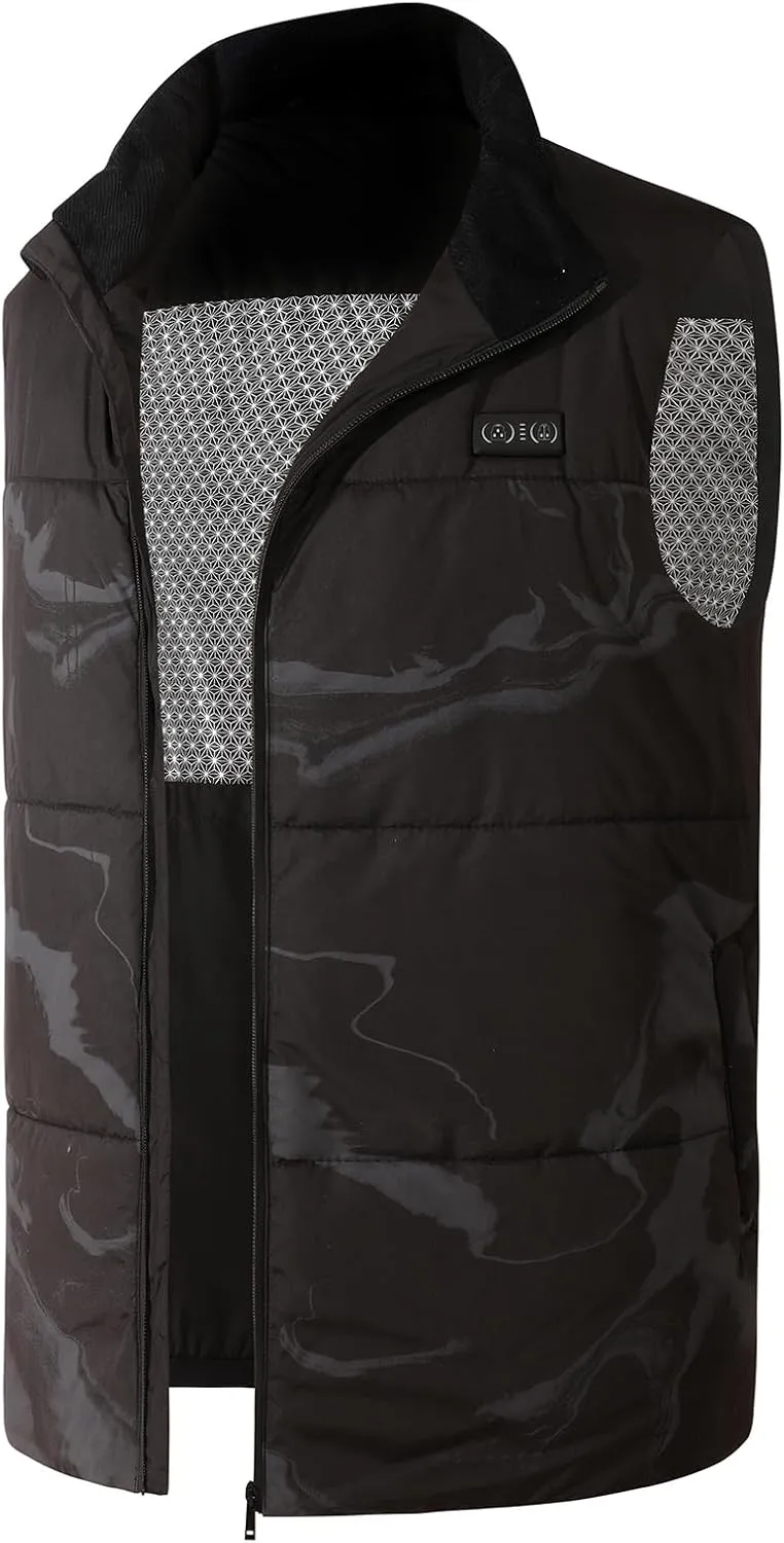 Men's Heated Vest, Camouflage Insulated Vest, With 6 Carbon Fiber Heating Pads and 3 Temperature Settings