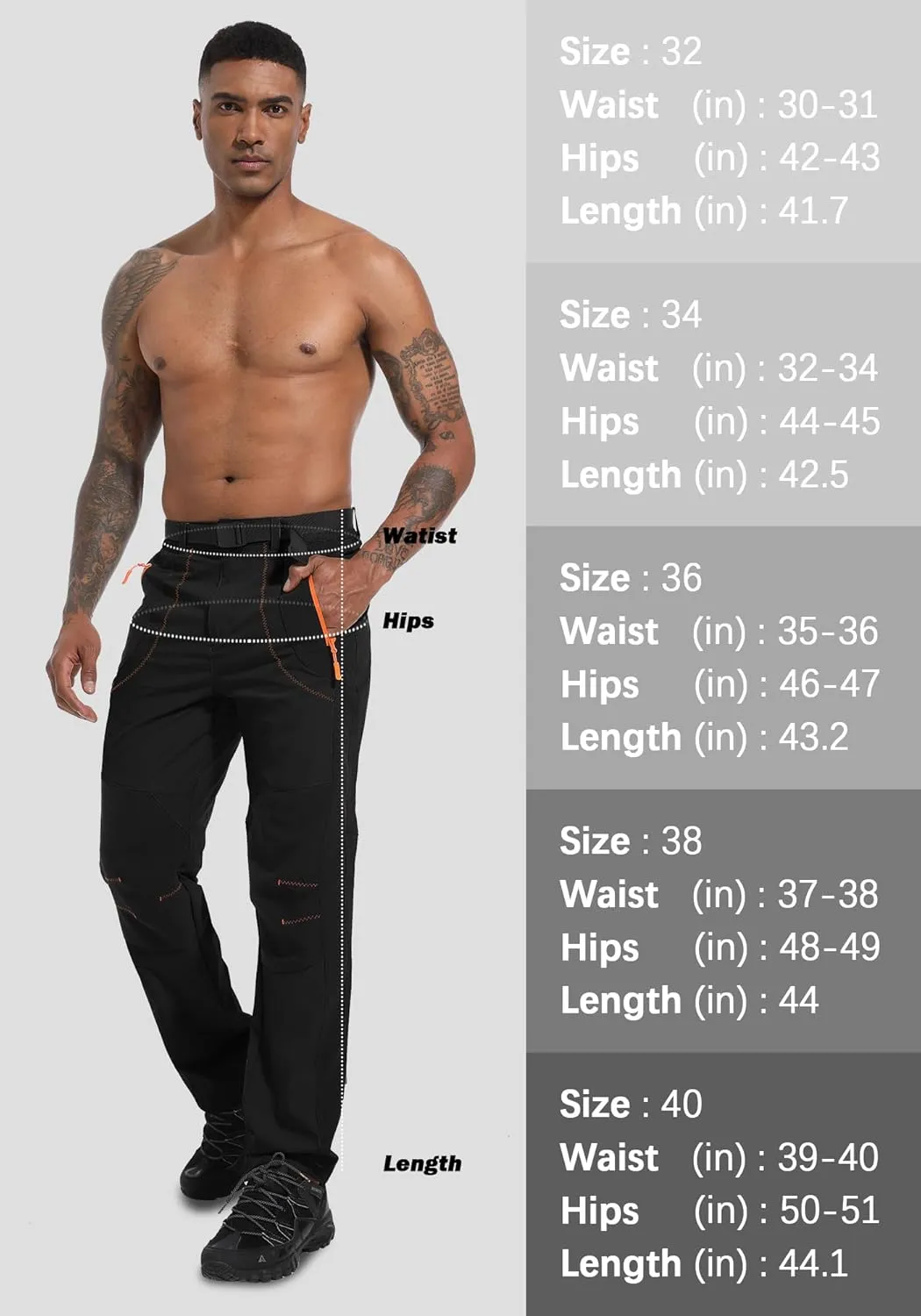 Men's Hiking Cargo Pants Outdoor Water Resistant Lightweight Quick-Dry Athletic Apparel, namely, Pants