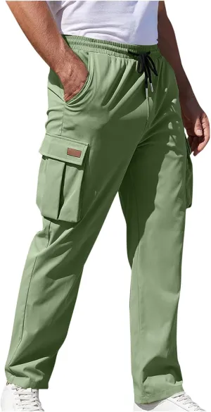 Men's Hiking Cargo Work Pants Quick Dry Drawstring Lightweight Tactical Pants Travel Fishing Camping Outdoor Pants