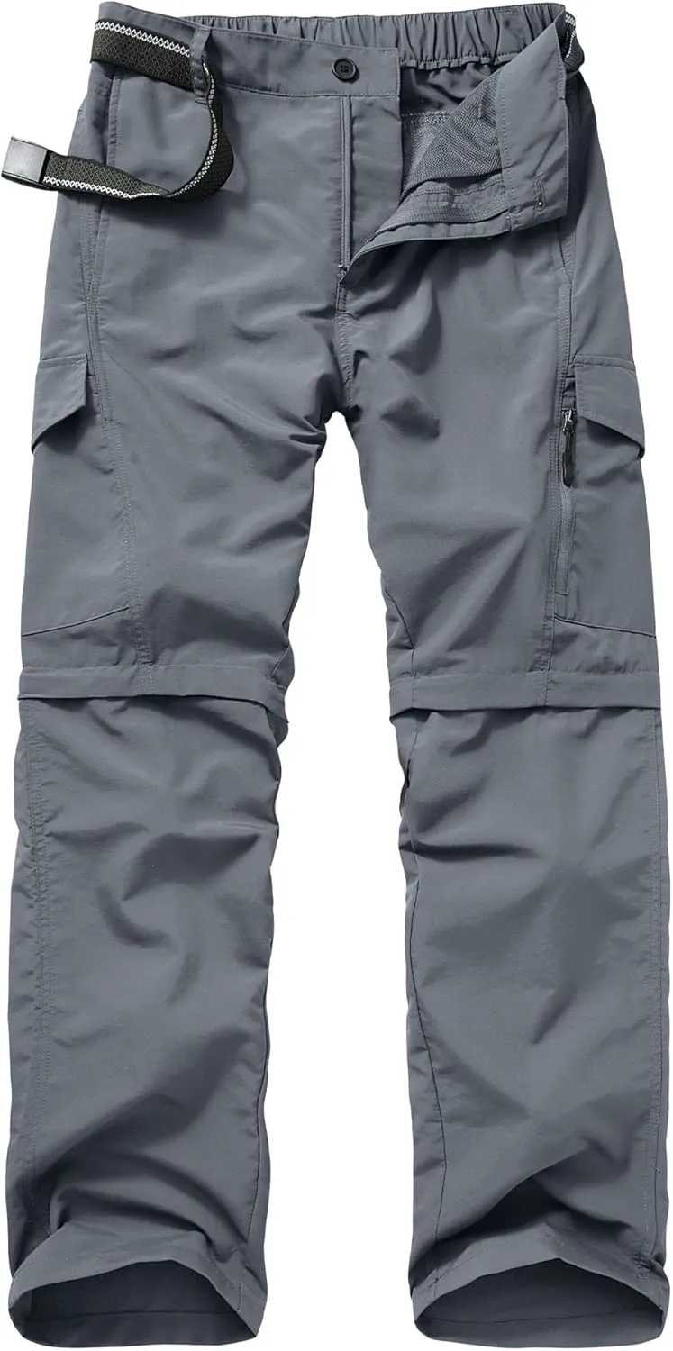 Mens Hiking Pants Convertible Outdoor Waterproof Quick Dry Zip Off Lightweight Travel Fishing Boy Scout Pants