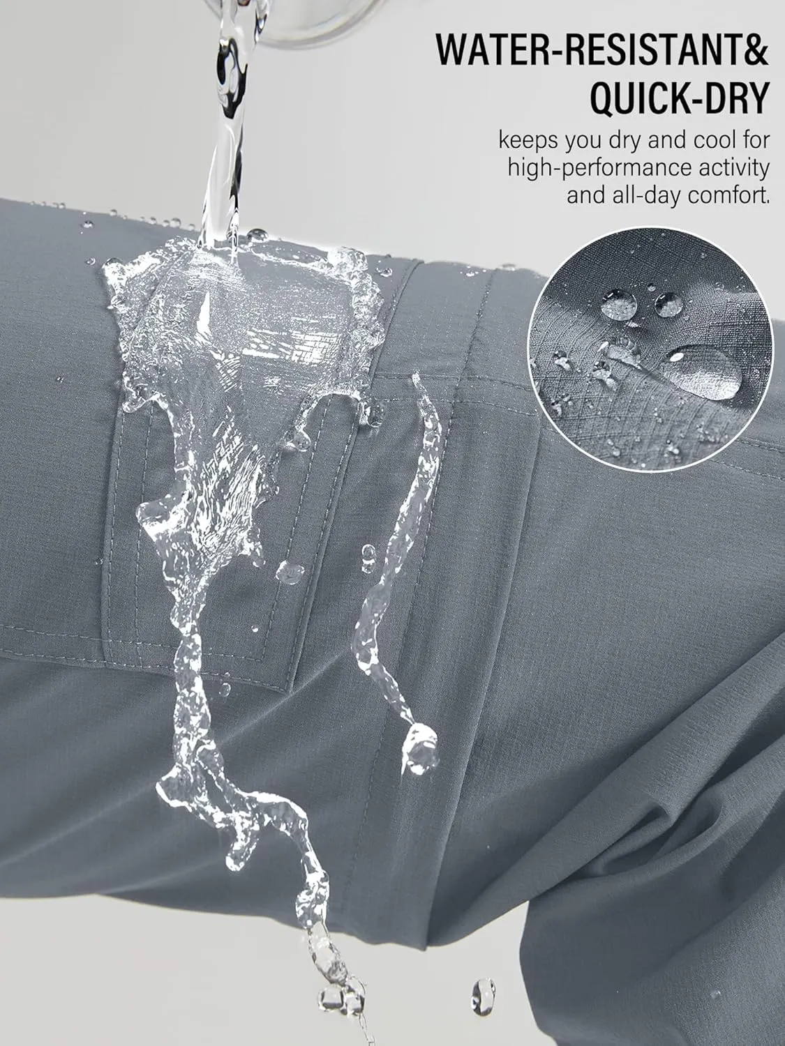 Mens Hiking Pants Convertible Outdoor Waterproof Quick Dry Zip Off Lightweight Travel Fishing Boy Scout Pants