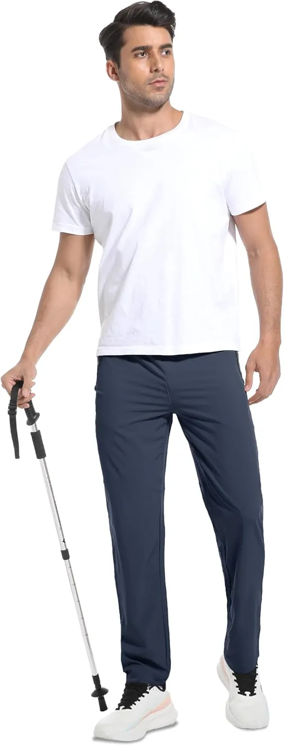 Men's Hiking Pants Lightweight Quick Dry Waterproof Breathable Athletic Joggers Track Running Sweatpants