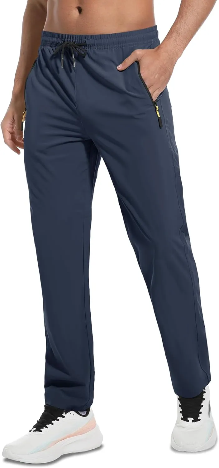 Men's Hiking Pants Lightweight Quick Dry Waterproof Breathable Athletic Joggers Track Running Sweatpants
