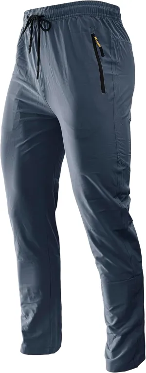 Men's Hiking Pants Lightweight Quick Dry Waterproof Breathable Athletic Joggers Track Running Sweatpants