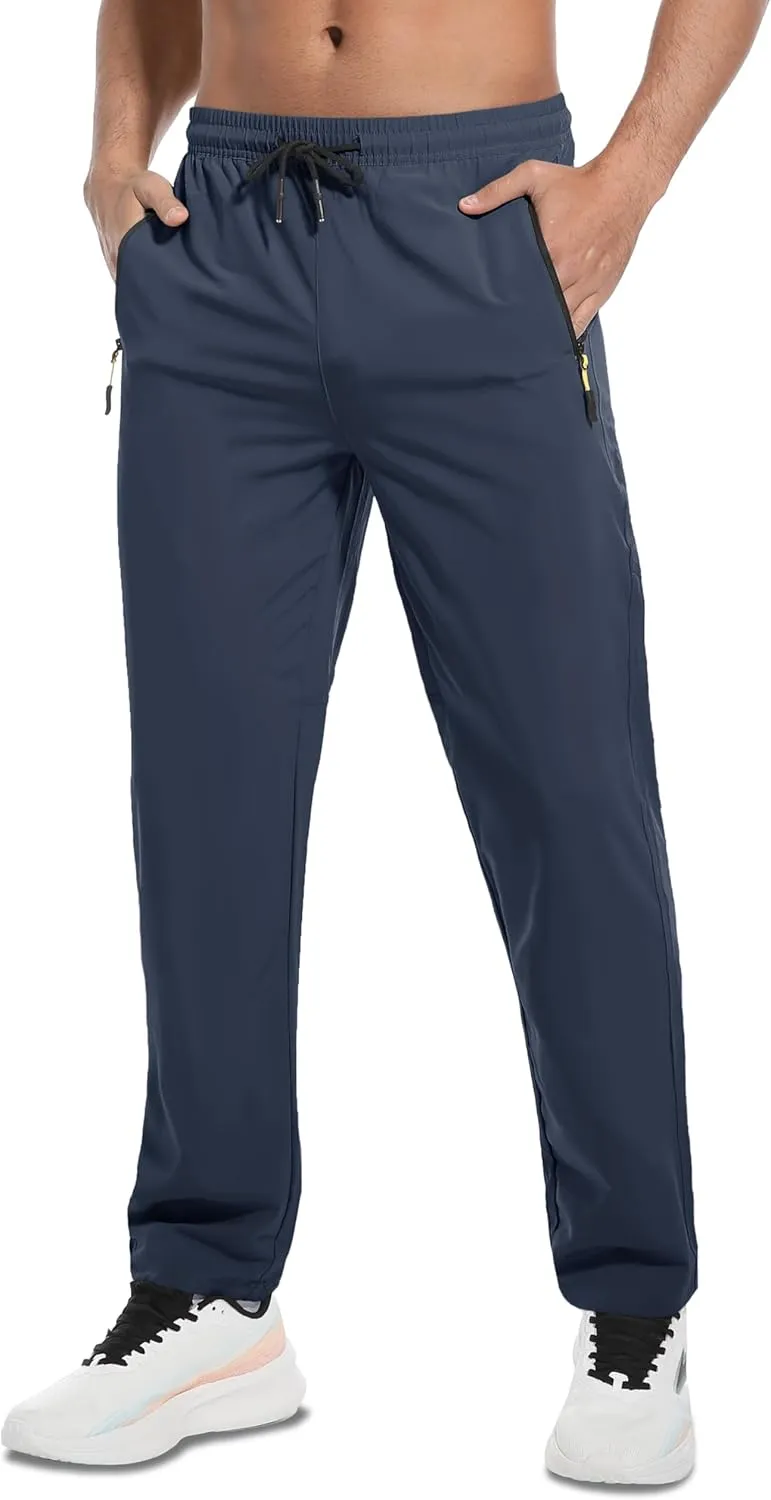 Men's Hiking Pants Lightweight Quick Dry Waterproof Breathable Athletic Joggers Track Running Sweatpants