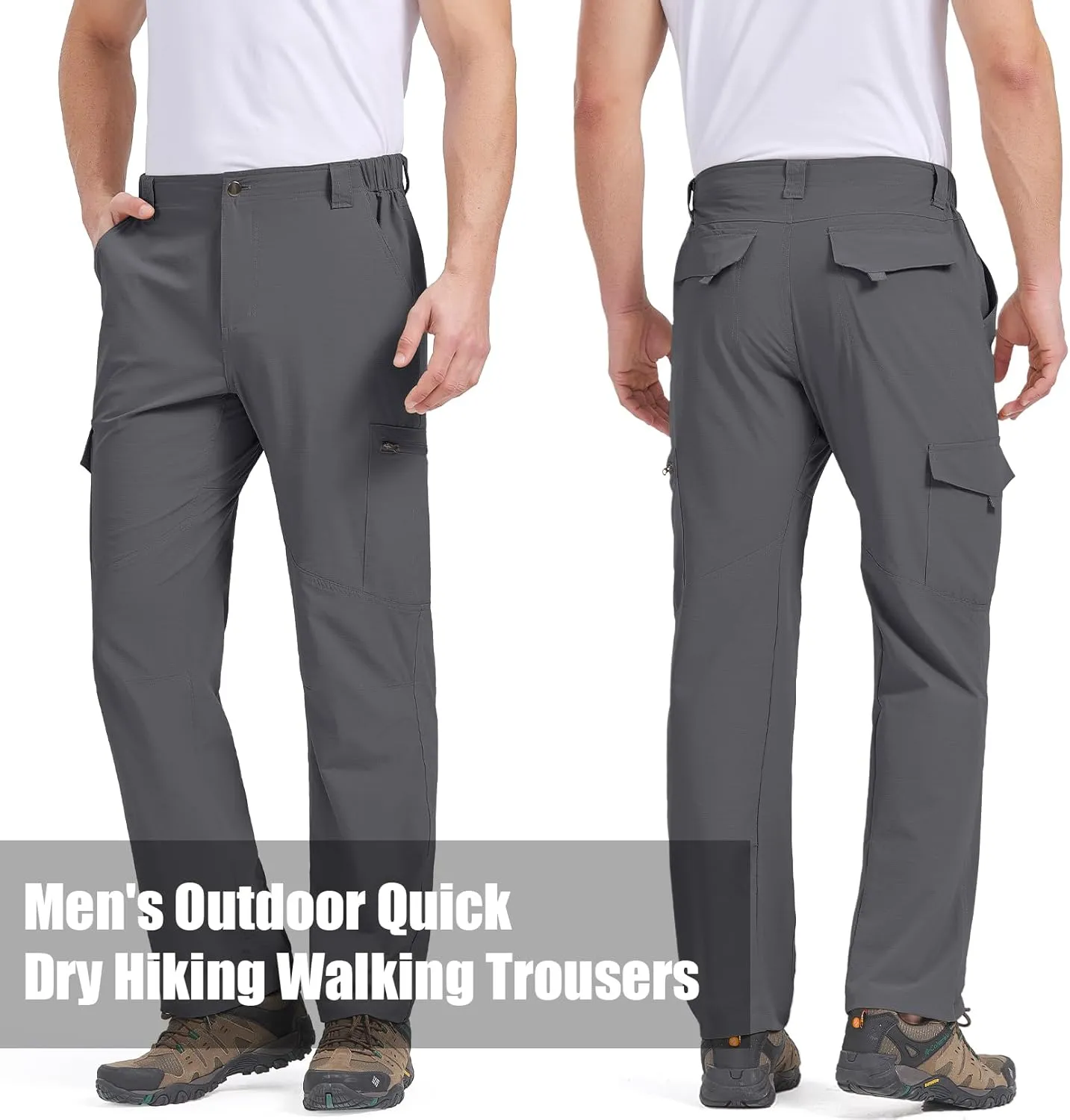 Mens Hiking Pants Lightweight Quick Dry Zip Off Safari Camping Fishing Travel boy Scout Pants