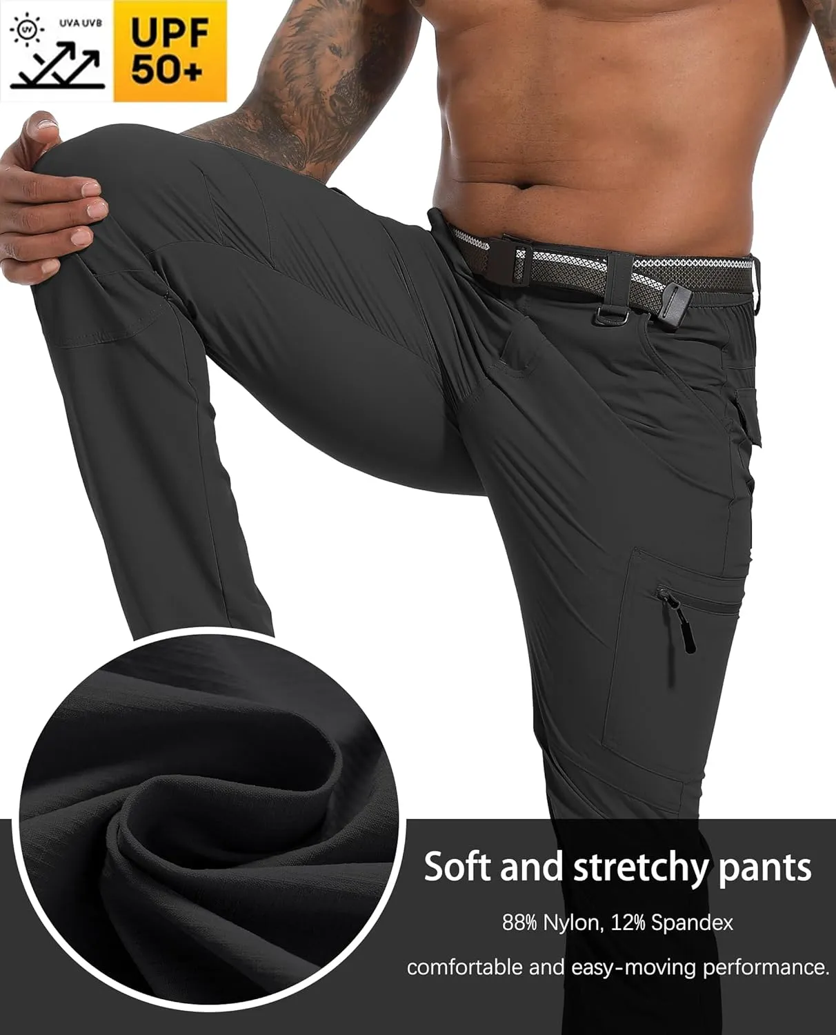 Men's Hiking Tactical Cargo Work Pants Quick Dry Waterproof Lightweight Travel Fishing Camping Outdoor Pants