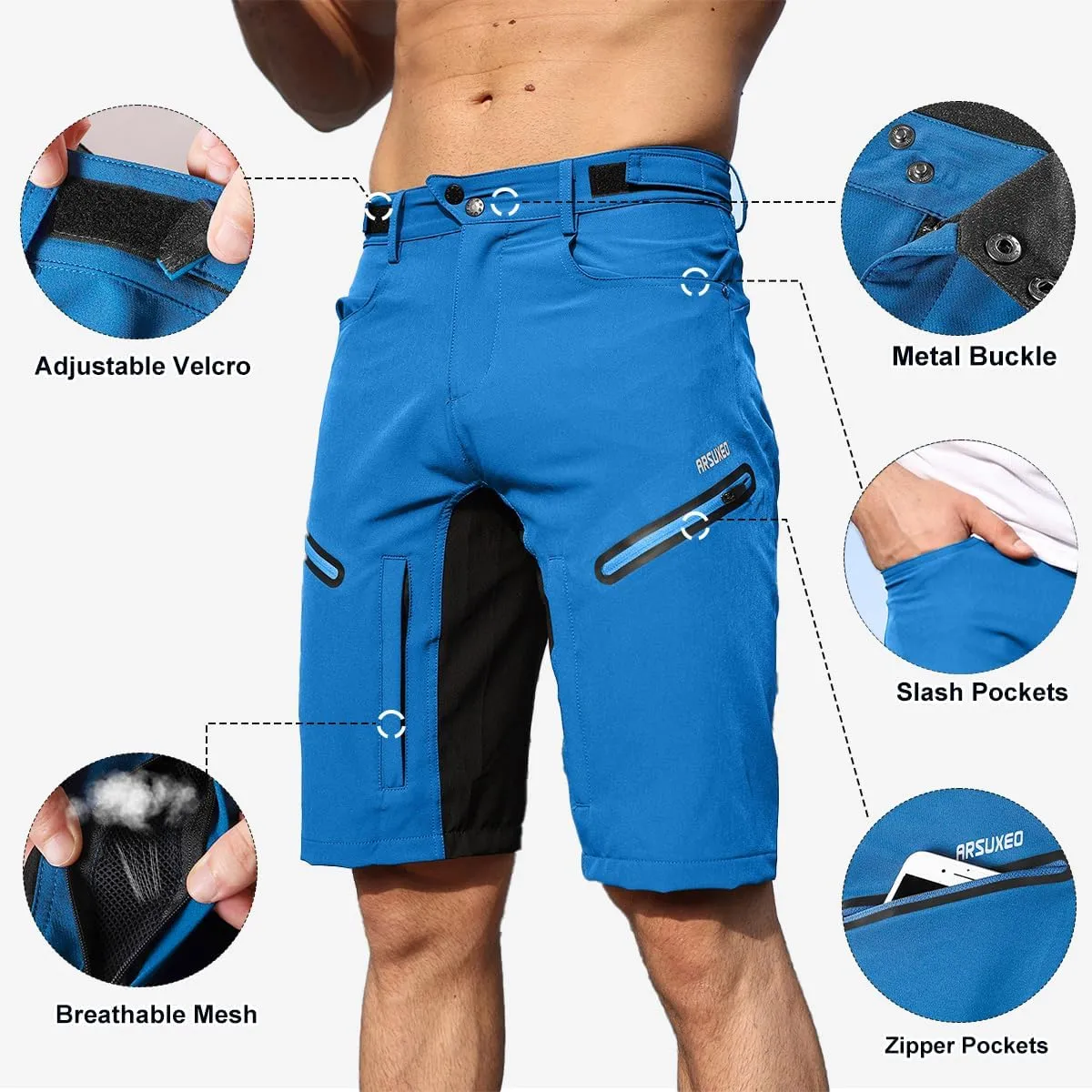 Mens Hiking Waterproof Shorts, Quick Dry Outdoor Cargo Tactical Shorts with Multi Pocket for Beach Cycling Travel