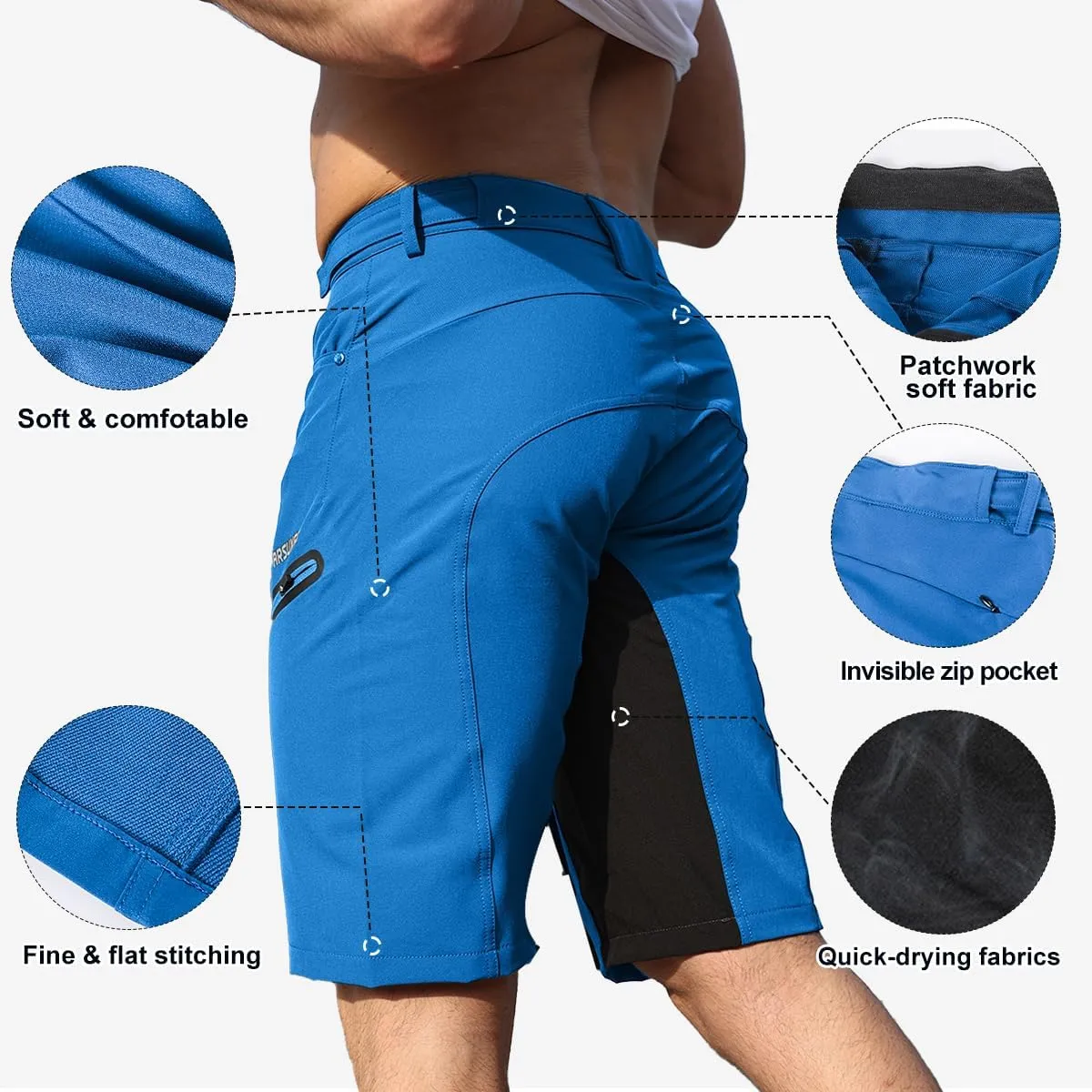 Mens Hiking Waterproof Shorts, Quick Dry Outdoor Cargo Tactical Shorts with Multi Pocket for Beach Cycling Travel