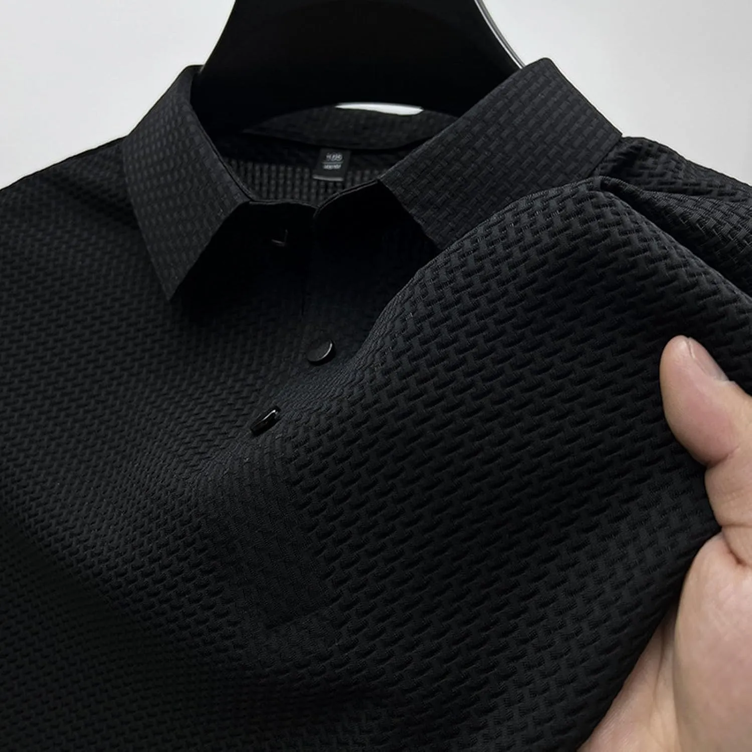 Mens Jacquard Polo Shirts Lightweight Stretch Short Sleeve Polos Dressy Casual Quick Dry Lightweight Trendy Outfits