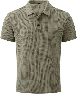 Mens Jacquard Polo Shirts Lightweight Stretch Short Sleeve Polos Dressy Casual Quick Dry Lightweight Trendy Outfits