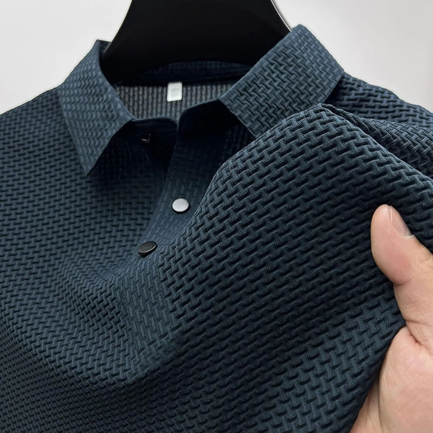 Mens Jacquard Polo Shirts Lightweight Stretch Short Sleeve Polos Dressy Casual Quick Dry Lightweight Trendy Outfits