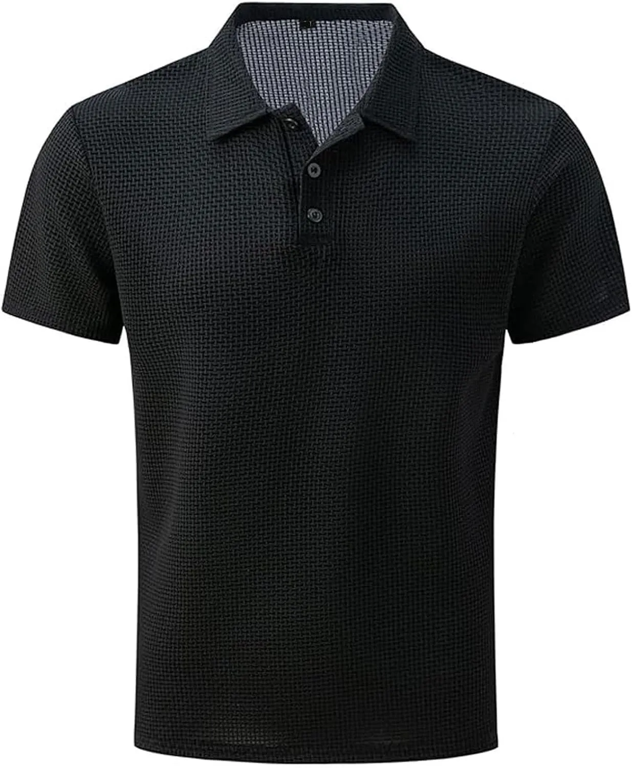 Mens Jacquard Polo Shirts Lightweight Stretch Short Sleeve Polos Dressy Casual Quick Dry Lightweight Trendy Outfits