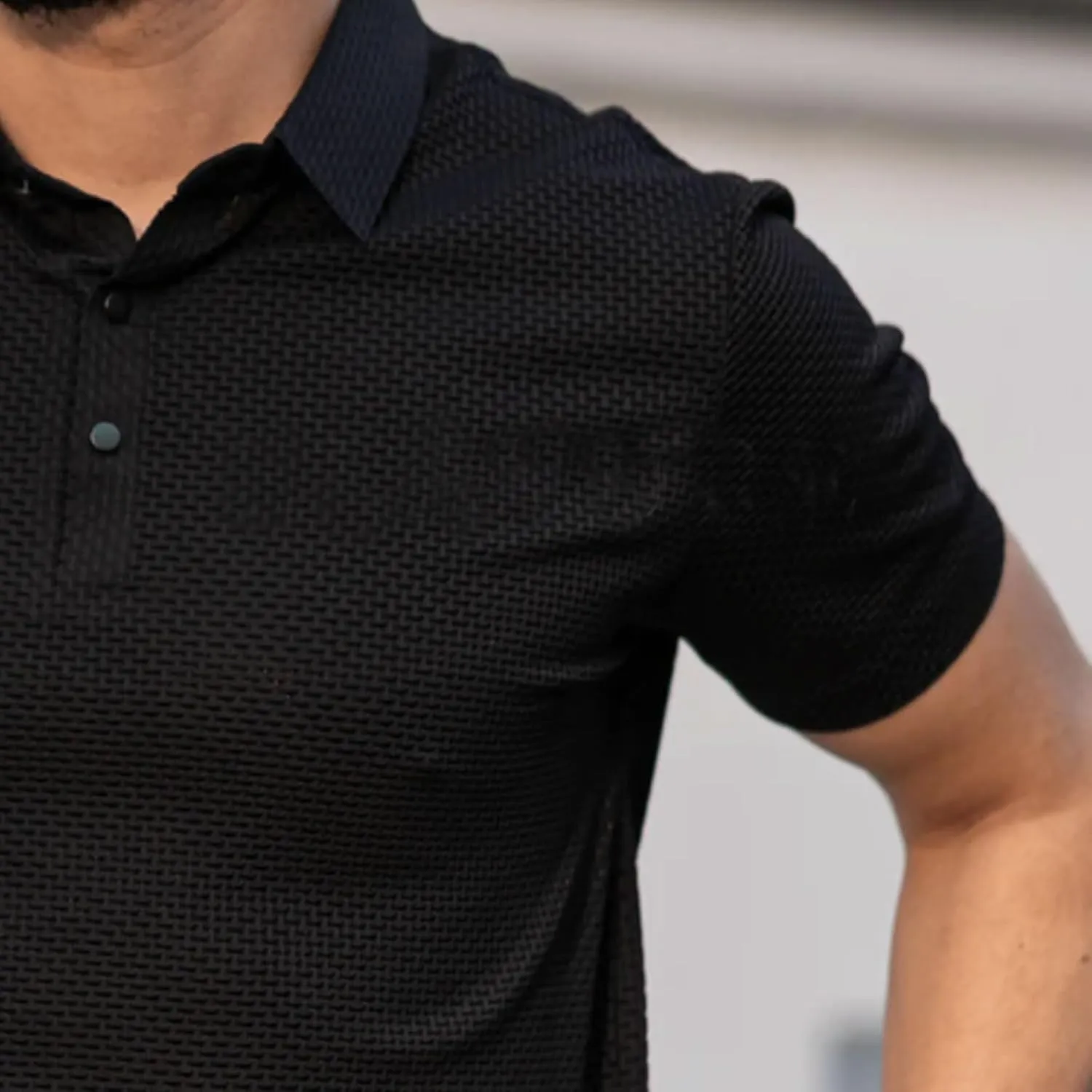 Mens Jacquard Polo Shirts Lightweight Stretch Short Sleeve Polos Dressy Casual Quick Dry Lightweight Trendy Outfits