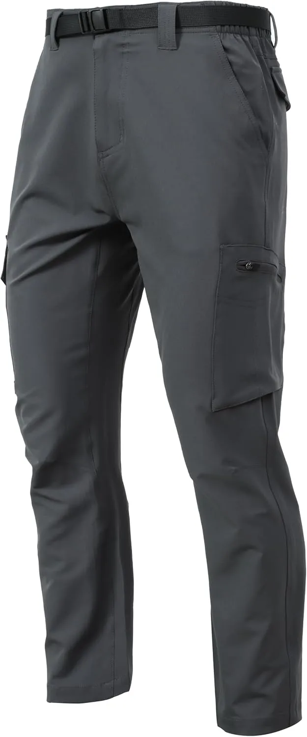 Men's Lightweight Cargo Pants Waterproof Quick Dry Tactical Pants Outdoor Hiking Pants with Belt