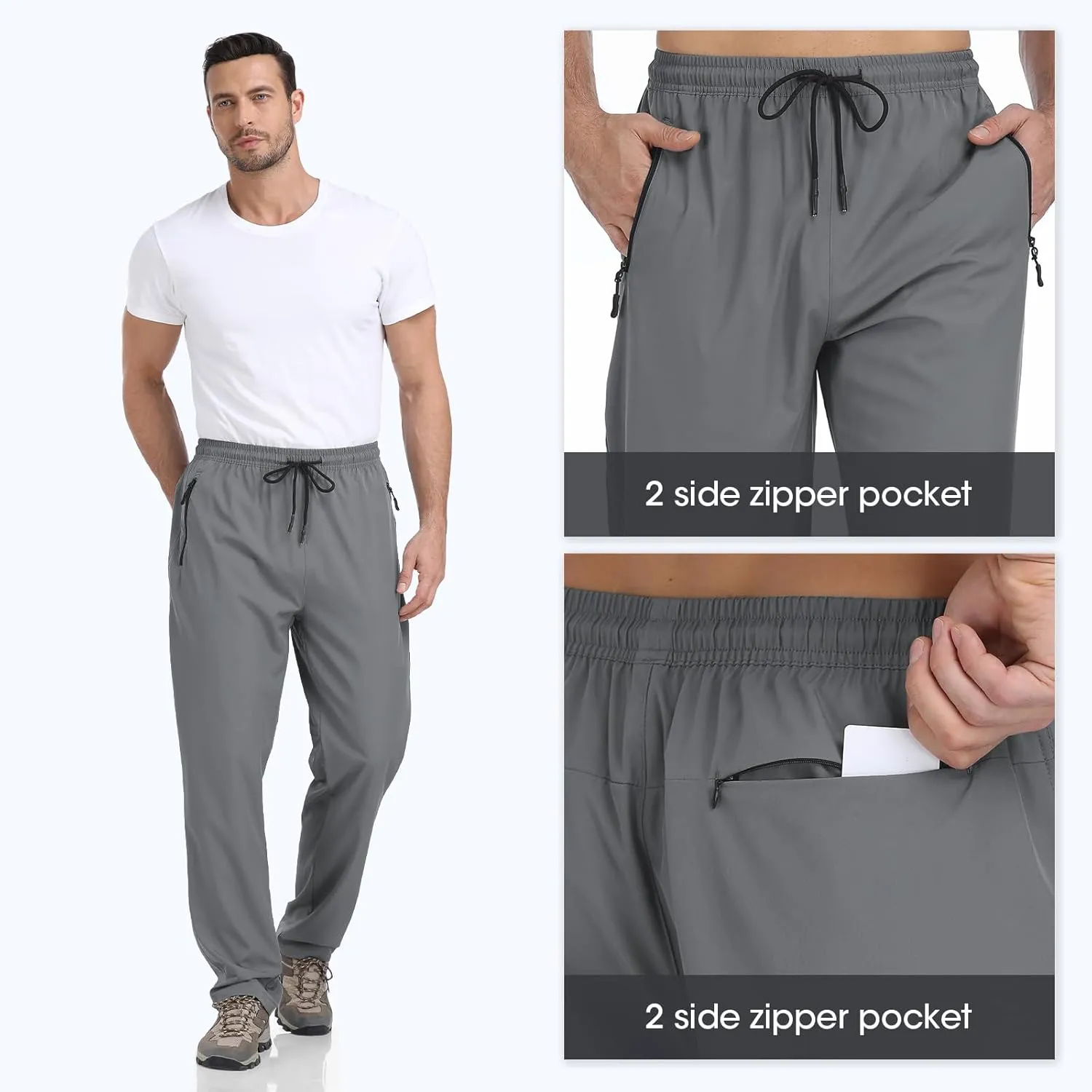Men's Lightweight Hiking Pants Quick Dry Athletic Jogger Sweatpants