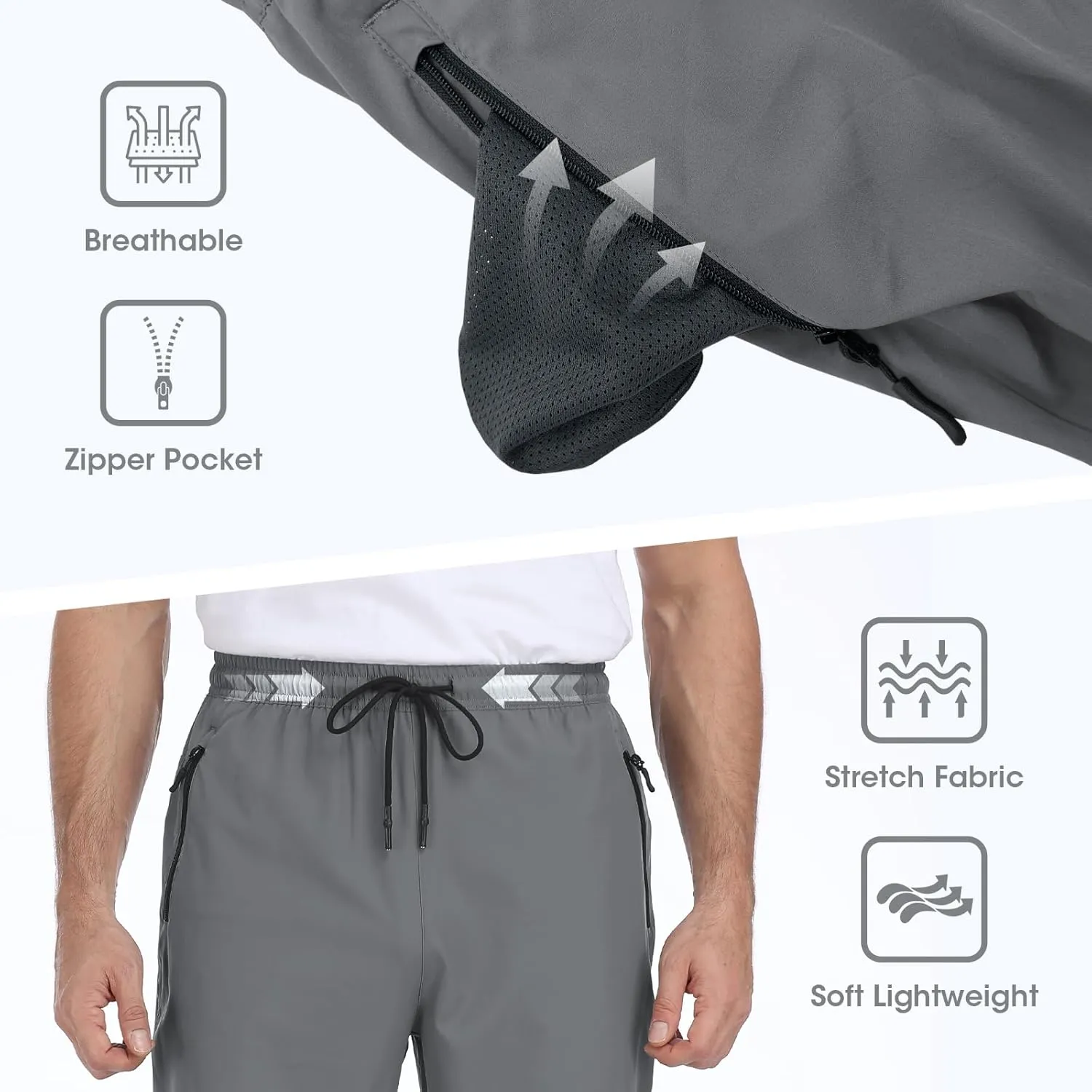 Men's Lightweight Hiking Pants Quick Dry Athletic Jogger Sweatpants