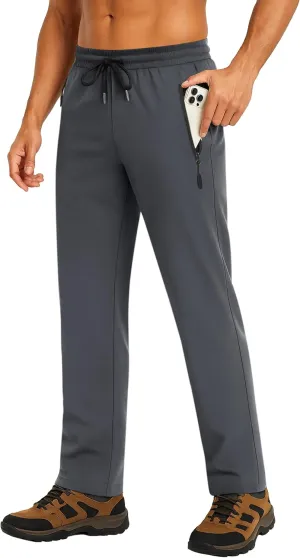 Men's Lightweight Hiking Pants Travel Quick Dry Waterproof Athletic Joggers Pants Sweatpants with Zipper Pockets