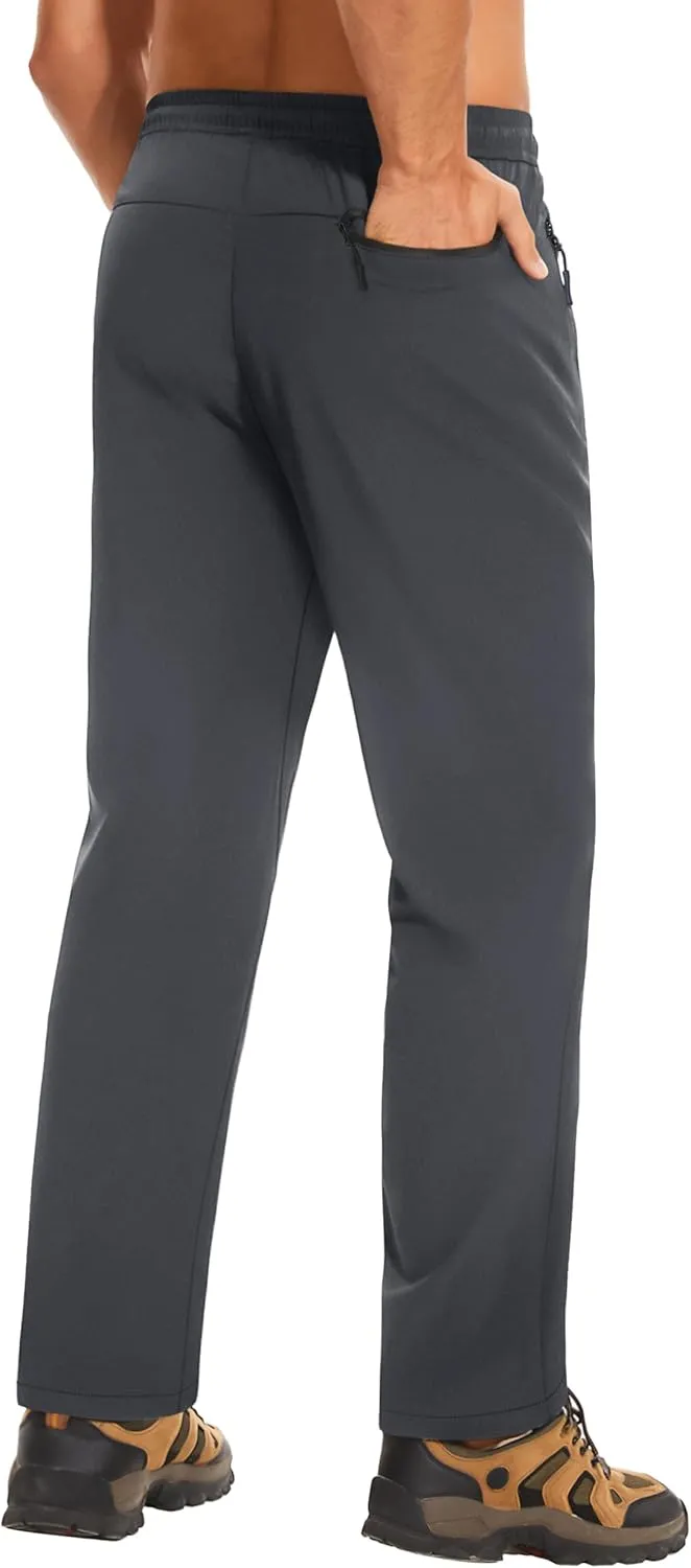 Men's Lightweight Hiking Pants Travel Quick Dry Waterproof Athletic Joggers Pants Sweatpants with Zipper Pockets