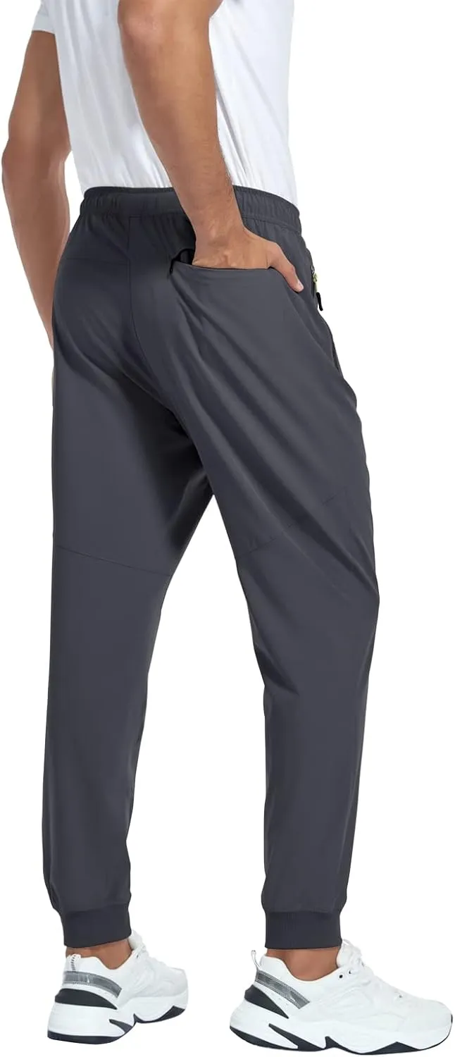 Men's Lightweight Jogger Pants Quick Dry Athletic Hiking Pants for Men with 3 Zipper Pockets
