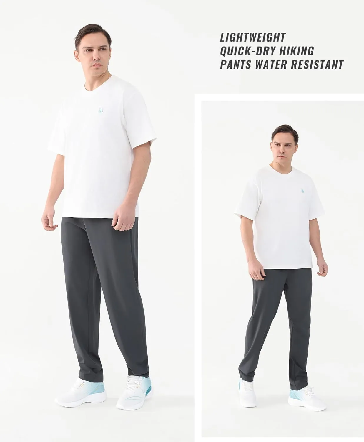Men's Lightweight Quick-Dry Hiking Pants Water Resistant Elastic Waist with Pockets for Travel Running Fishing