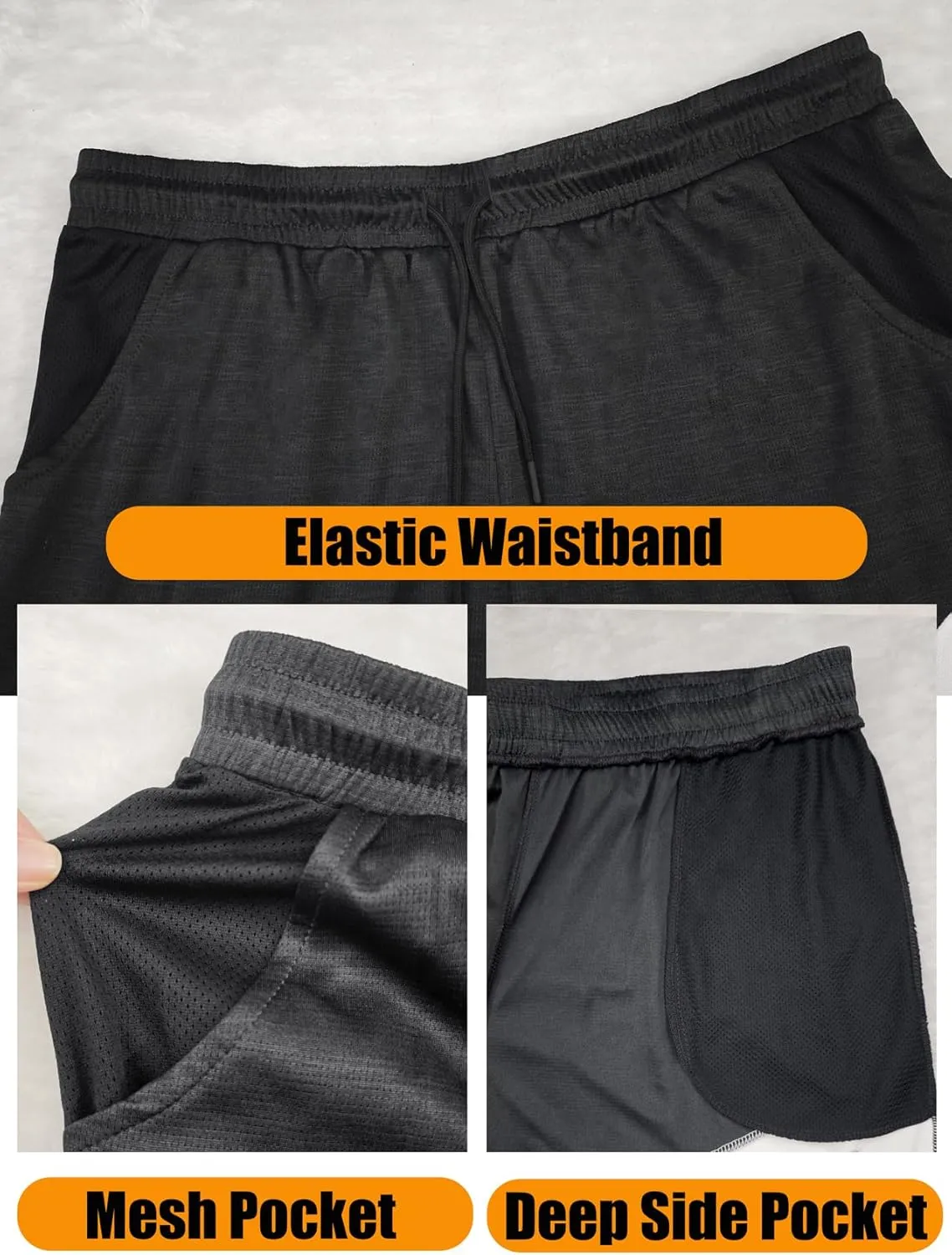 Men's Mesh Athletic Shorts 5 Inch Lightweight Workout Shorts with Pockets Quick Dry