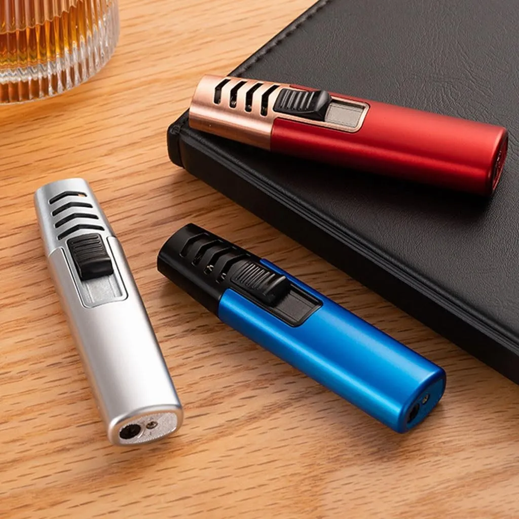 Men's Metal Inflatable Windproof Jet Flame Torch Lighter, Strong Adjustable Flame Lighter, Waterproof and Windproof, Portable Handheld Candle Cigar Outdoor Camping Lighter, Christmas Men's Gift(T2)