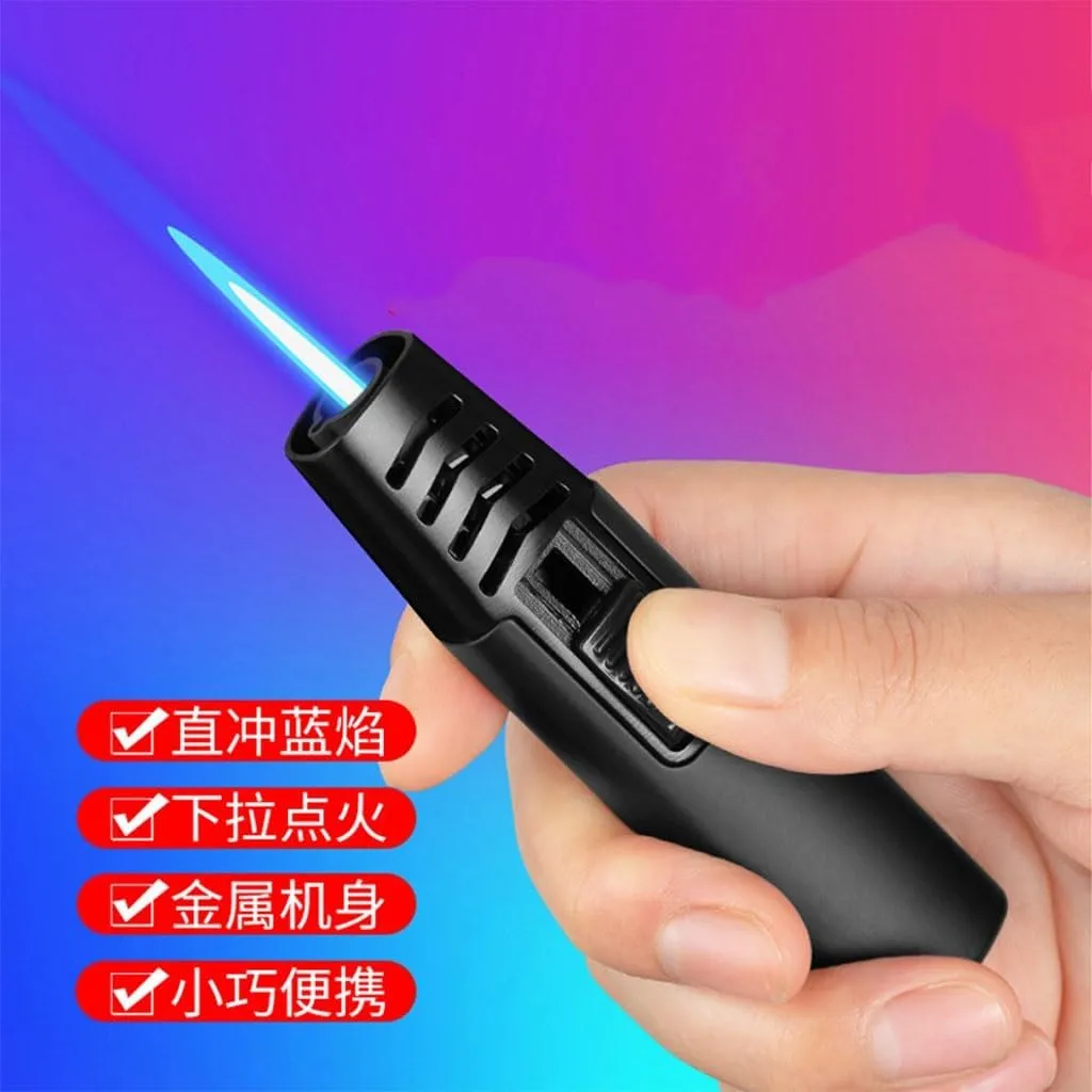 Men's Metal Inflatable Windproof Jet Flame Torch Lighter, Strong Adjustable Flame Lighter, Waterproof and Windproof, Portable Handheld Candle Cigar Outdoor Camping Lighter, Christmas Men's Gift(T2)