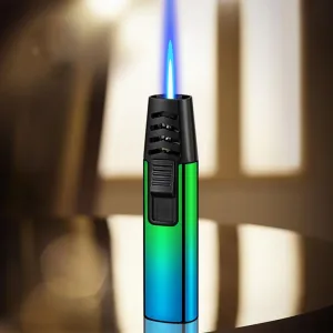 Men's Metal Inflatable Windproof Jet Flame Torch Lighter, Strong Adjustable Flame Lighter, Waterproof and Windproof, Portable Handheld Candle Cigar Outdoor Camping Lighter, Christmas Men's Gift(T2)