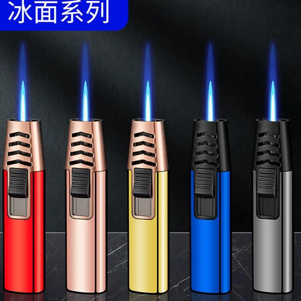 Men's Metal Inflatable Windproof Jet Flame Torch Lighter, Strong Adjustable Flame Lighter, Waterproof and Windproof, Portable Handheld Candle Cigar Outdoor Camping Lighter, Christmas Men's Gift(T2)