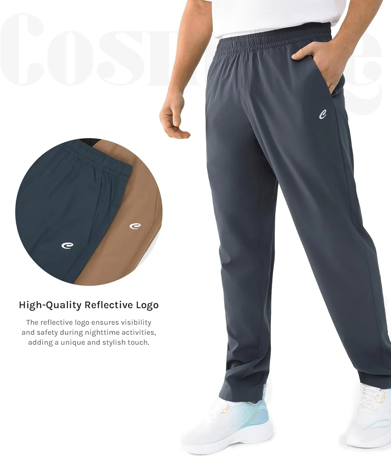 Men's Outdoor Hiking Pants Quick Dry Waterproof Joggers with Double Pockets for Gym and Travel