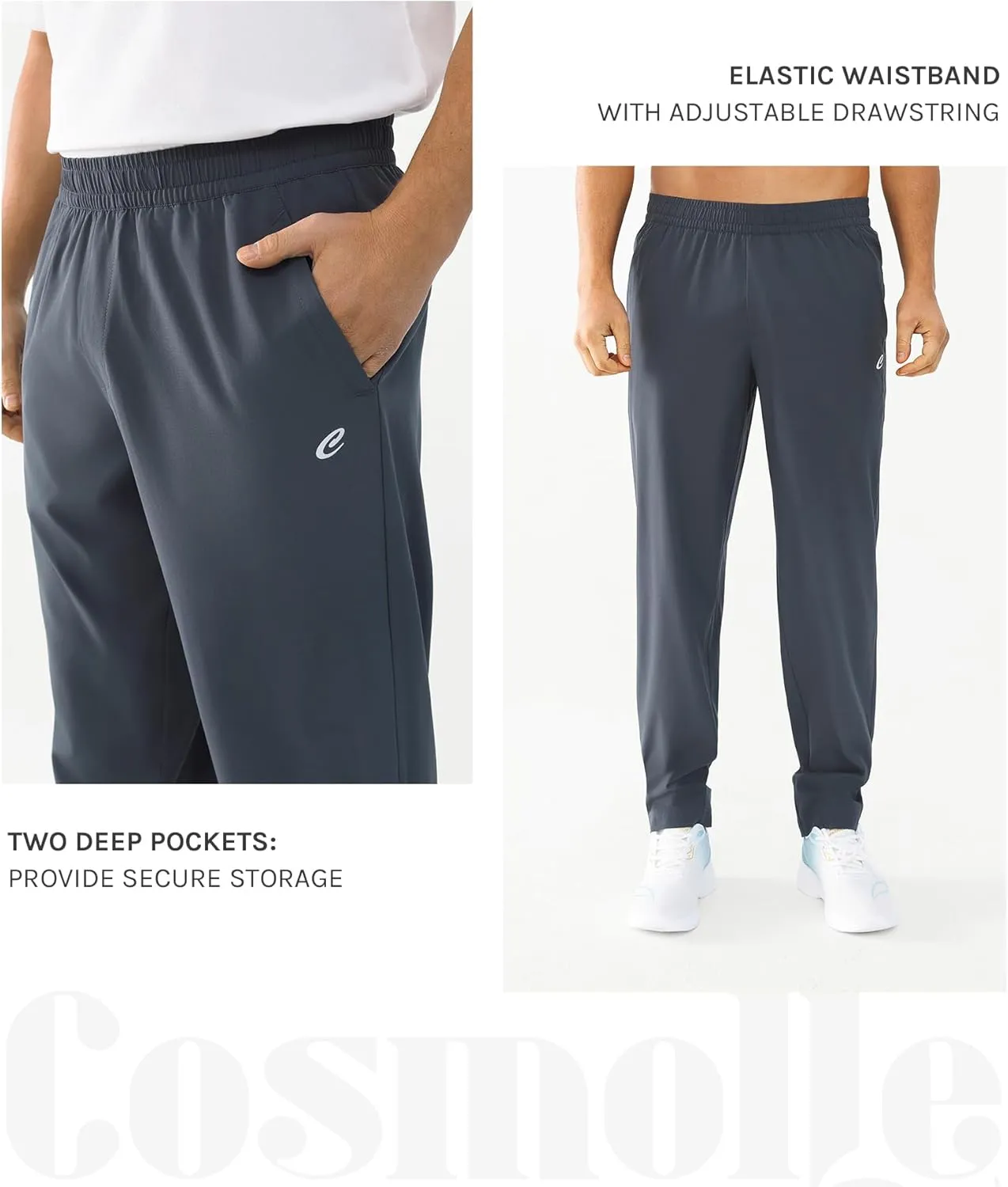 Men's Outdoor Hiking Pants Quick Dry Waterproof Joggers with Double Pockets for Gym and Travel