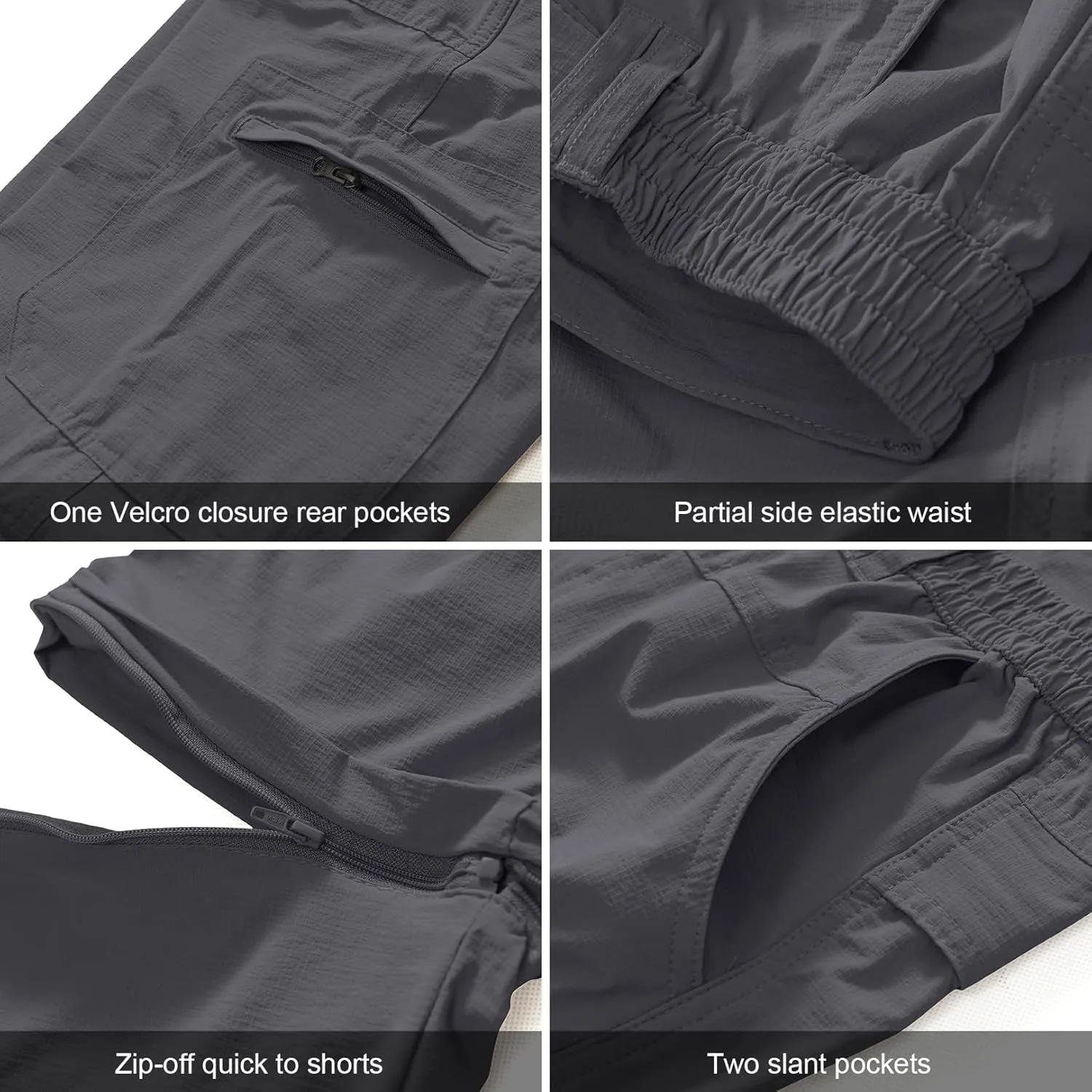 Men's Outdoor Quick Dry Convertible Lightweight Hiking Fishing Zip Off Safari Trousers