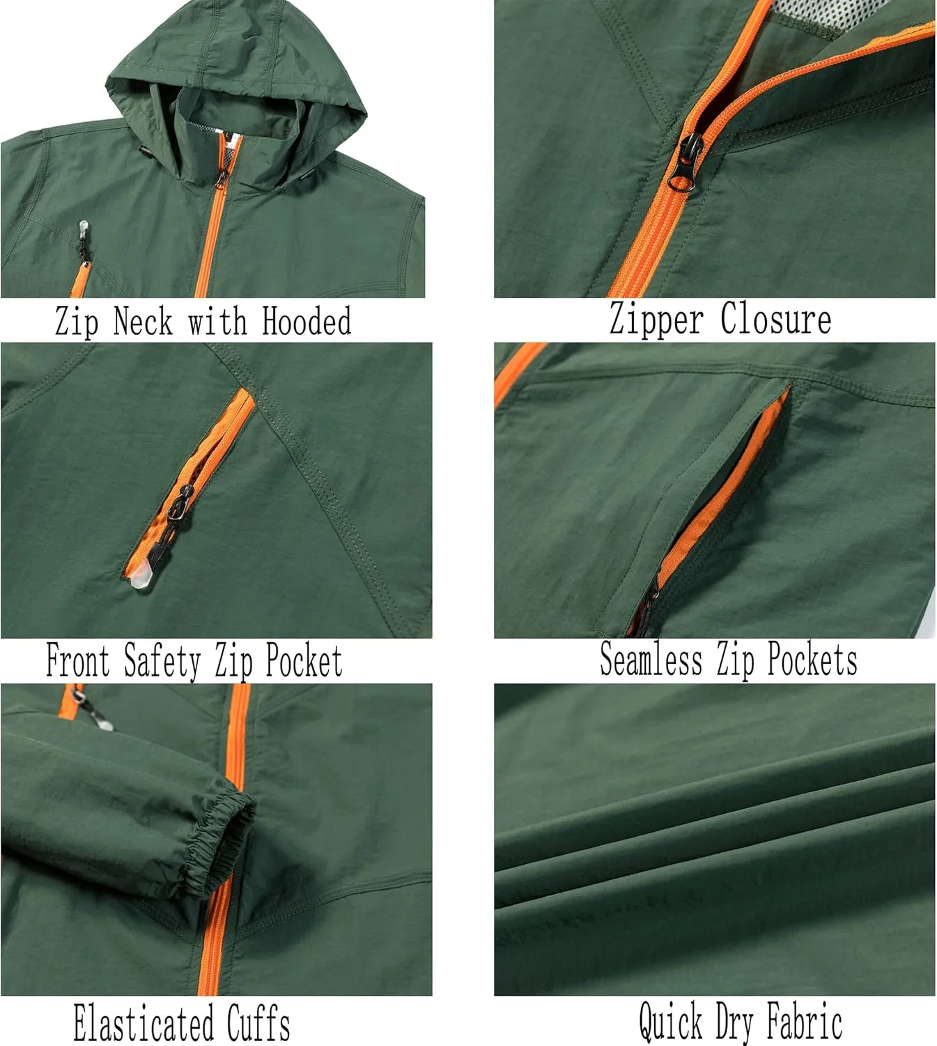 Mens Quick Dry Windbreaker, Breathable Lightweight Hooded Jackets, Sun-proof Windproof Outdoor Overcoat