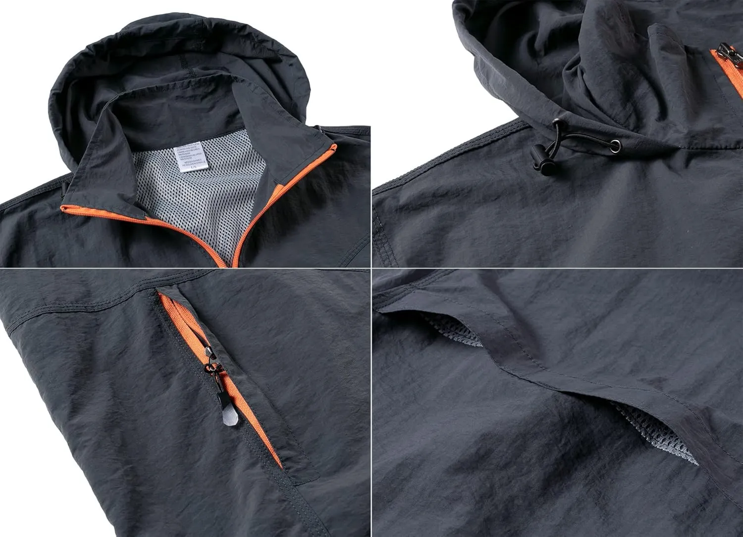 Mens Quick Dry Windbreaker, Breathable Lightweight Hooded Jackets, Sun-proof Windproof Outdoor Overcoat