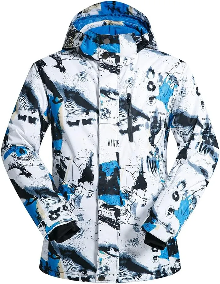 Mens Ski Jacket and Pants Set Ski Suit Winter Waterproof Windproof Hooded Snow Coat 2 Pieces Snowboarding Snowsuits