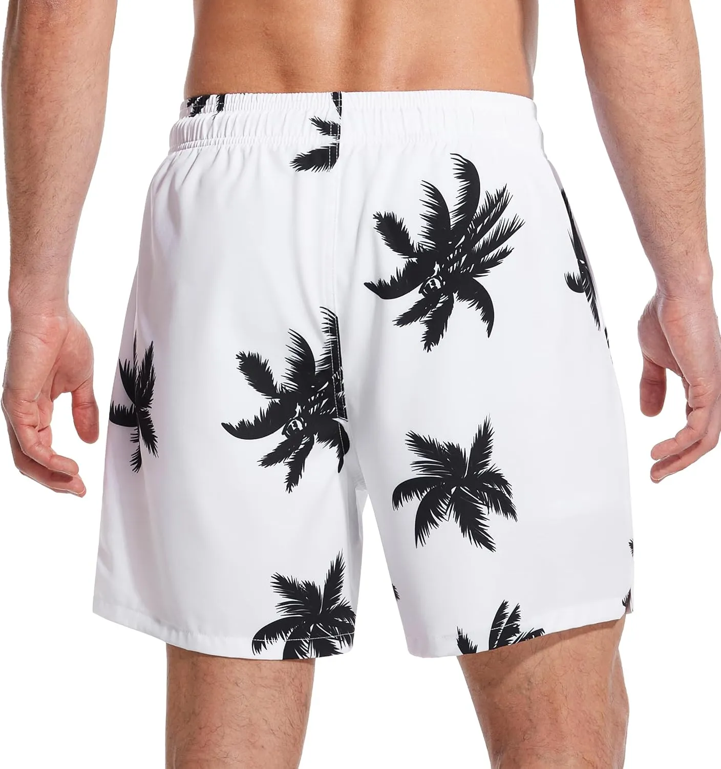 Mens Swim Trunks with Compression Liner Quick Dry Bathing Suit with Zipper Pockets Lightweight Beach Shorts