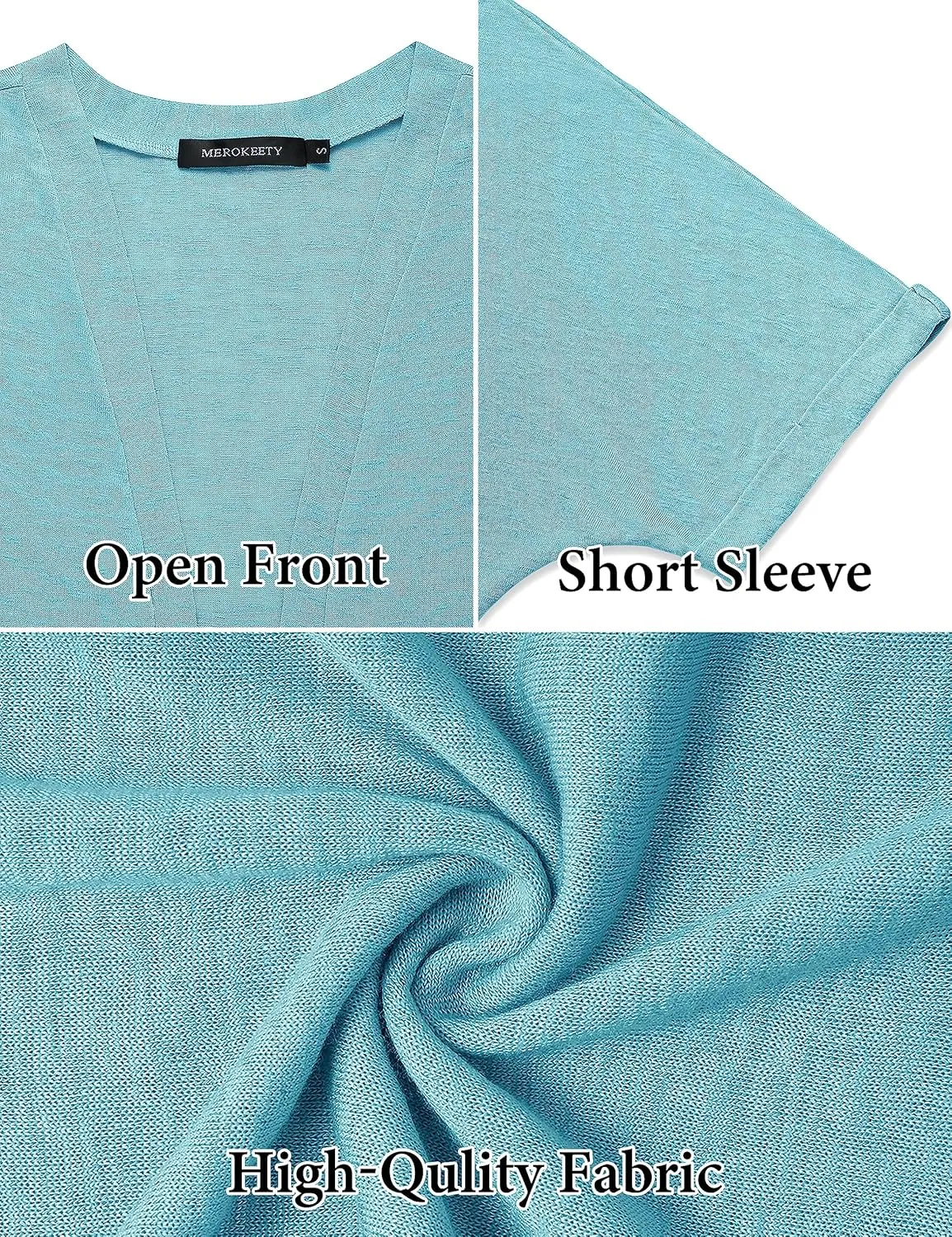 MEROKEETY Womens 2025 Summer Lightweight Cardigan Short Sleeve Open Front Casual Loose Cover Ups